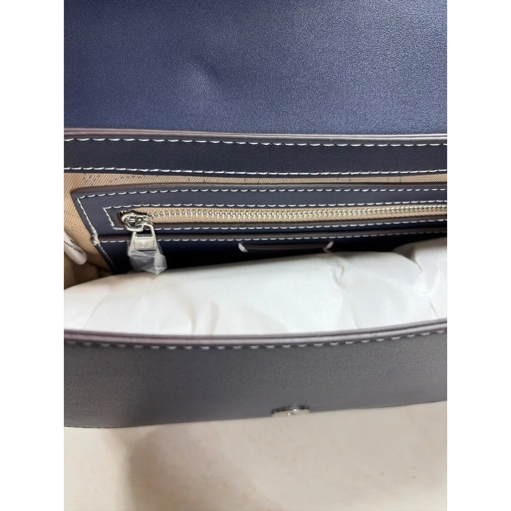 True Religion Denim Crossbody Bag‎ and Wallet Set Blue Tan Horseshoe Logo NWT